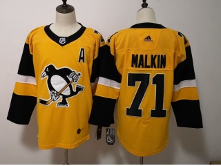 Adidas Pittsburgh Penguins #71 Evgeni Malkin Statudim Hockey Jersey Yellow