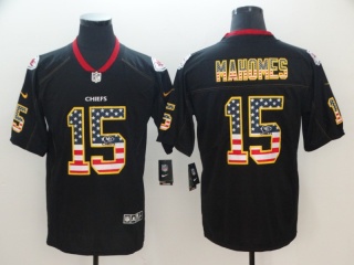 Kansas City Chiefs #15 Patrick Mahomes Vapor Limited Jersey Black USA Flag