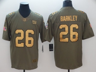 New York Giants #26 Saquon Barkley Salute To Service Limited Jersey Olive With Golden Number