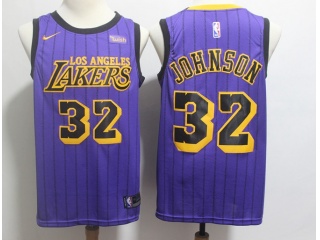 Nike Los Angeles Lakers #32 Magic Johnson City Jersey Purple