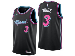Nike Miami Heat 3 Dwyane Wade Basketball Jersey Black City Swingman Edition
