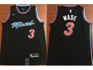 Nike Miami Heat 3 Dwyane Wade Basketball Jersey Black City Swingman Edition