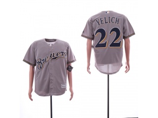 Milwaukee Brewers 22 Christian Yelich Cool Base Baseball Jersey Gray