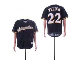 Milwaukee Brewers 22 Christian Yelich Cool Base Baseball Jersey Navy Blue