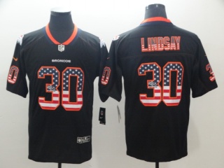 Denver Broncos 30 Phillip Lindsay USA Flag Vapor Untouchable Limited Jersey Black
