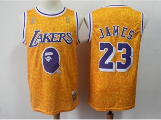 Bape X Mitchell & Ness Lakers 23 LeBron James Jersey Yellow