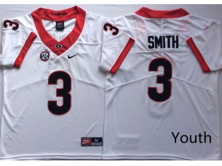 Youth Georgia Bulldogs #3 Roquan Smith Jersey White