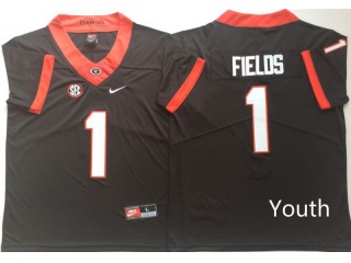 Youth Georgia Bulldogs #1 Justin Fields Limited Jerseys Black