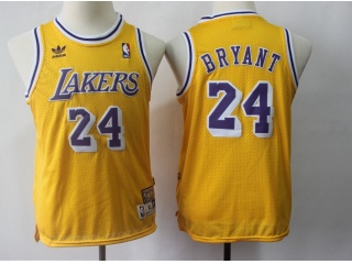 Youth Los Angeles Lakers #24 Kobe Bryant Throwback Jersey Yellow