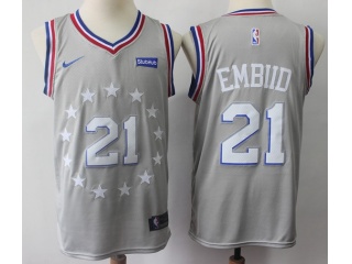 Nike Philadelphia 76ers #21 Joel Embiid City Jersey Grey