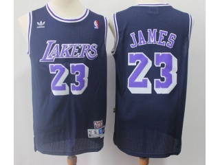 Los Angeles Lakers #23 LeBron James Throwback Jersey Dark Blue