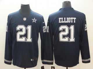 Dallas Cowboys #21 Ezekiel Elliott Long Sleeves Vapor Untouchable Limited Jersey Blue