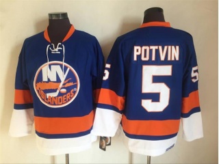 New York Islanders #5 Denis Potvin Throwback Hockey Jersey Blue