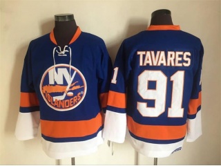 New York Islanders #91 John Tavares Throwback Hockey Jersey Blue