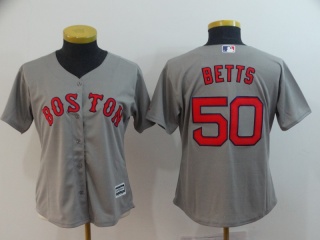 Womens Boston Red Sox 50 Mookie Betts Baseball Jersey Gray