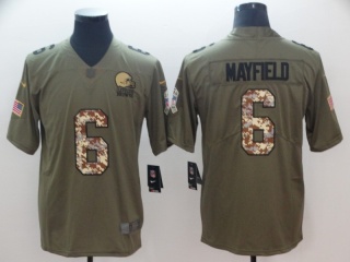 Cleveland Browns 6 Baker Mayfield Nike Olive Camo Salute to Service Limited Jersey