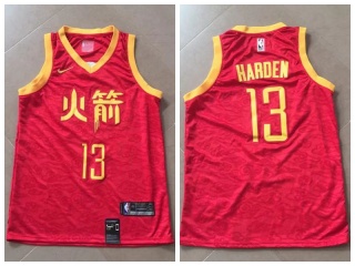 Nike Houston Rockets 13 James Harden Basketball Jersey Red City Swingman