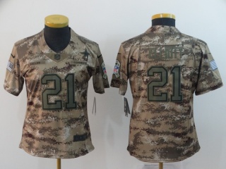 Womens Dallas Cowboys #21 Ezekiel Elliott Salute to Service Limited Jersey Camo