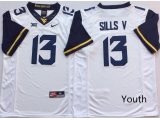 Youth West Virginia Mountaineers 13 David Sills V Limited Jerseys White