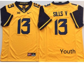 Youth West Virginia Mountaineers 13 David Sills V Limited Jerseys Gold