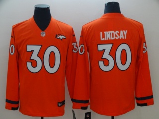 Denver Broncos 30 Phillip Lindsay Long Sleeves Vapor Limited Jersey Orange