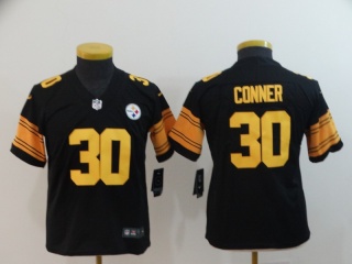 Youth Pittsburgh Steelers #30 James Conner Color Rush Football Jersey Black