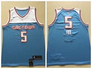 Nike Sacramento Kings 5 DeAaron Fox Basketball Jersey Blue City