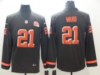 Cleveland Browns #21 Denzel Ward Long Sleeves Men's Vapor Untouchable Limited Jersey Brown