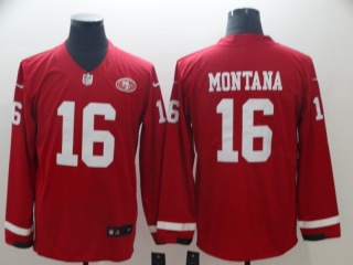 San Francisco 49ers #16 Joe Montana Long Sleeves Men's Vapor Untouchable Limited Jersey Red