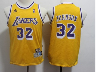 Youth Los Angeles Lakers #32 Magic Johnson Throwback Jersey Yellow