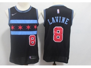 Custom Nike Chicago Bulls #8 Zach Lavine City Jersey Black