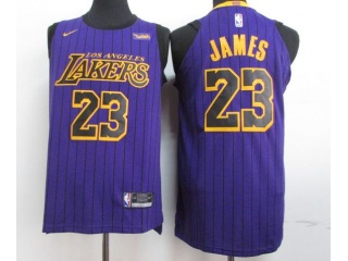 Nike Los Angeles Lakers #23 LeBron James City Player Jersey Purple