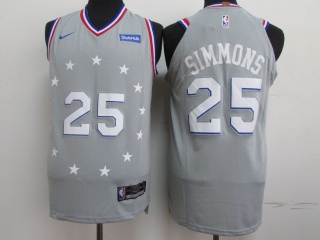 Nike Philadelphia 76ers #25 Ben Simmons City Player Jersey Grey