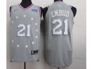 Nike Philadelphia 76ers #21 Joel Embiid City Player Jersey Grey