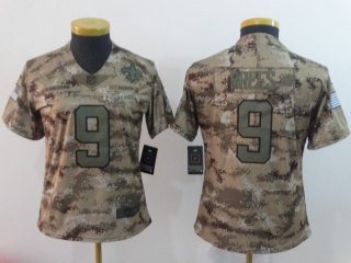Woman New Orleans Saints #9 Drew Brees Salute to Service Limited Jersey Camo
