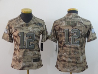 Woman New England Patriots #12 Tom Brady Salute to Service Limited Jersey Camo