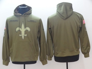 New Orleans Saints Salute To Service Hoodies Green (Ironed On)