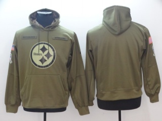 Pittsburgh Steelers Salute To Service Hoodies Green (Ironed On)