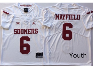 Youth Oklahoma Sooners #6 Baker Mayfield Vapor Limited Jersey White