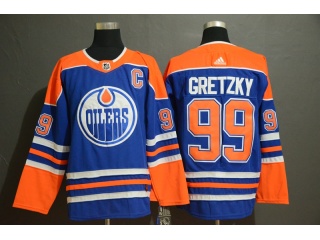 Adidas Edmonton Oilers 99 Wayne Gretzky Ice Hockey Jersey Blue