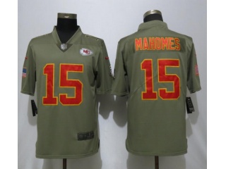 Kansas City Chiefs 15 Patrick Mahomes Salute to Service Jersey Olive