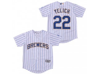 Milwaukee Brewers 22 Christian Yelich Youth Baseball Jersey White