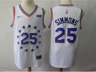 Nike Philadelphia 76ers 25 Ben Simmons Basketball Jersey White Earned Edition
