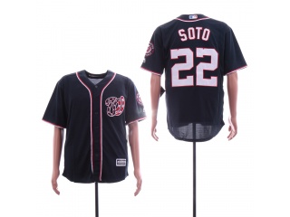 Washington Nationals 22 Juan Soto Cool Base Jersey Blue with Team Patch