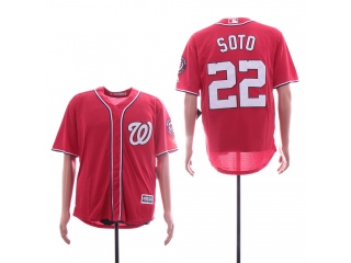 Washington Nationals 22 Juan Soto Cool Base Jersey Red with Team Patch