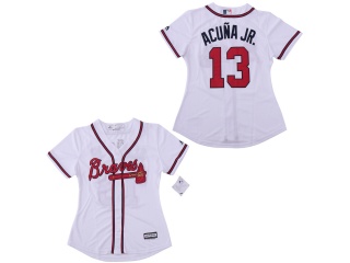Atlanta Braves 13 Ronald Acuna Jr. Womens Baseball Jersey White