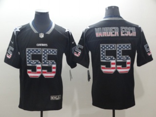 Dallas Cowboys #55 Leighton Vander Esch USA Flag Vapor Limited Jersey Black