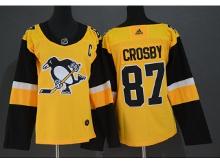 Woman Adidas Pittsburgh Penguins #87 Sidney Crosby Statudim Hockey Jersey Yellow
