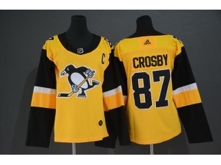 Youth Adidas Pittsburgh Penguins #87 Sidney Crosby Statudim Hockey Jersey Yellow