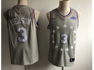 Philadelphia 76ers #3 Allen Iverson City Jersey Grey